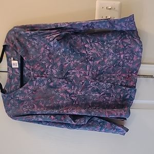 Mexicali blues medium grey and purple patterned button down long sleeve  top